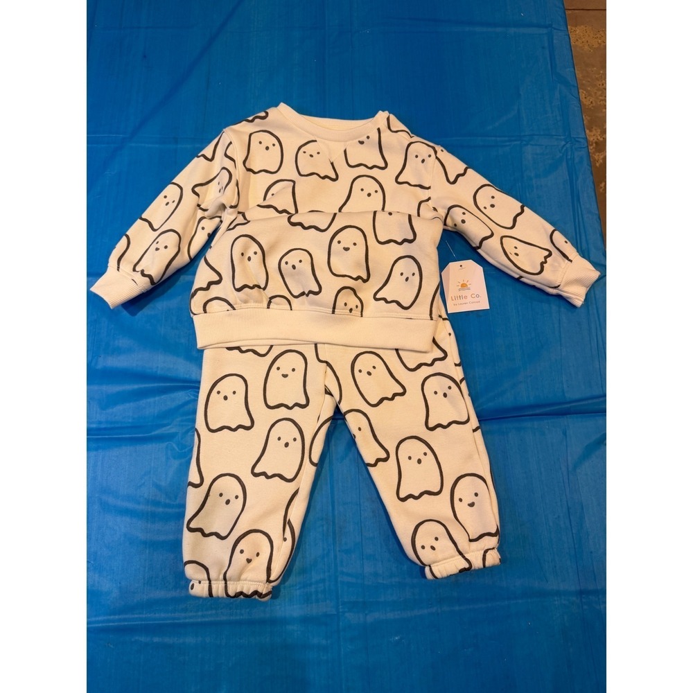 Little Co Lauren Conrad Kids Ghost Sweatshirt Jogger Set Cream 18M Halloween